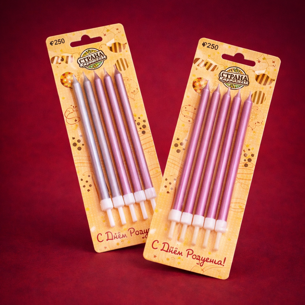 Свечи "Ройс" 6шт*13см розовый