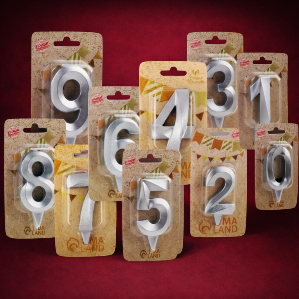 Свечи цифры серебро/золото 0-9