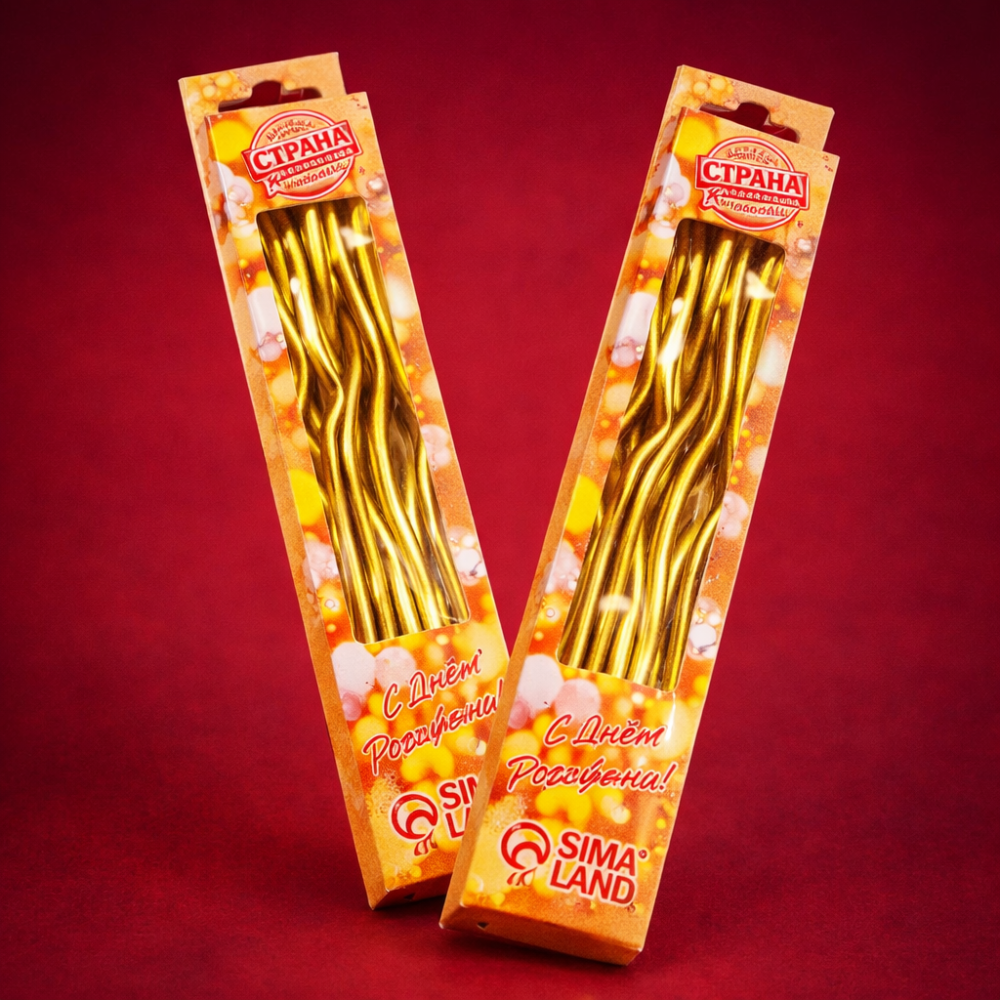 Свечи "Серпантин" 6шт золото/серебро