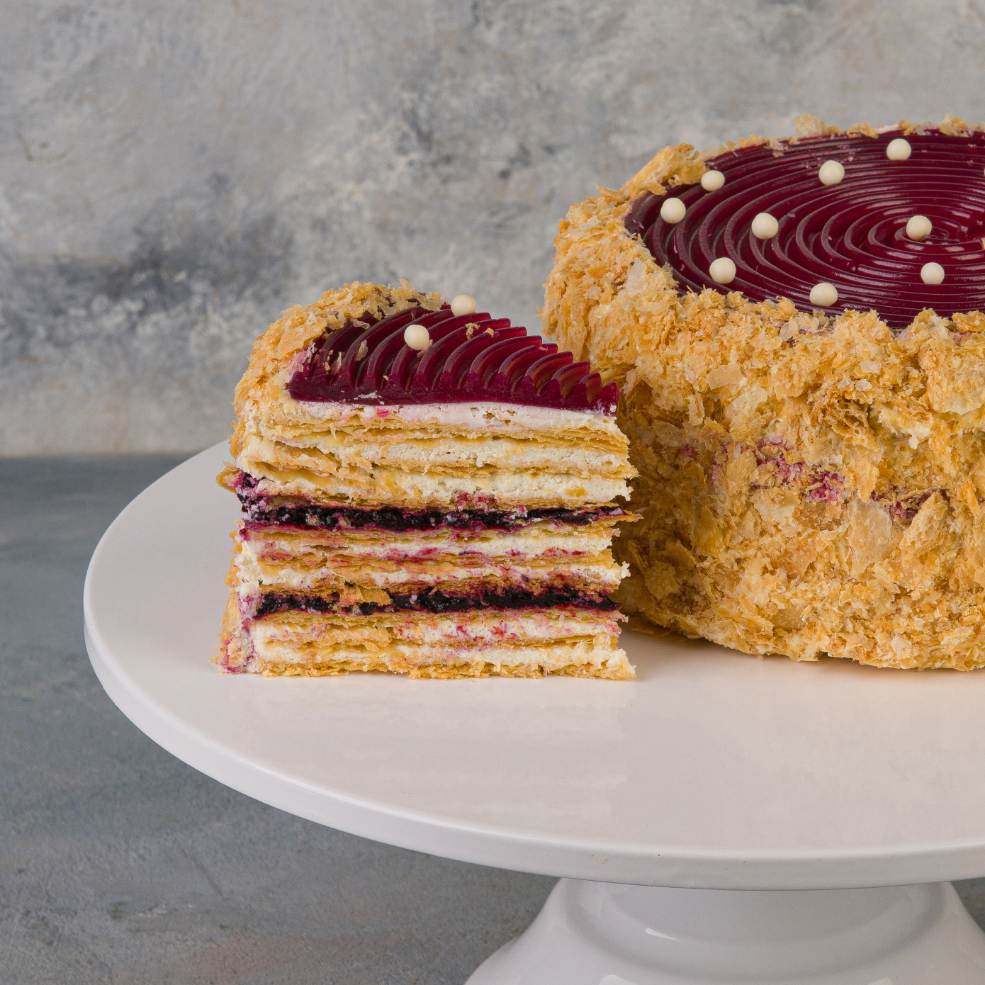 Торт рубленый с творожно-черничным кремом